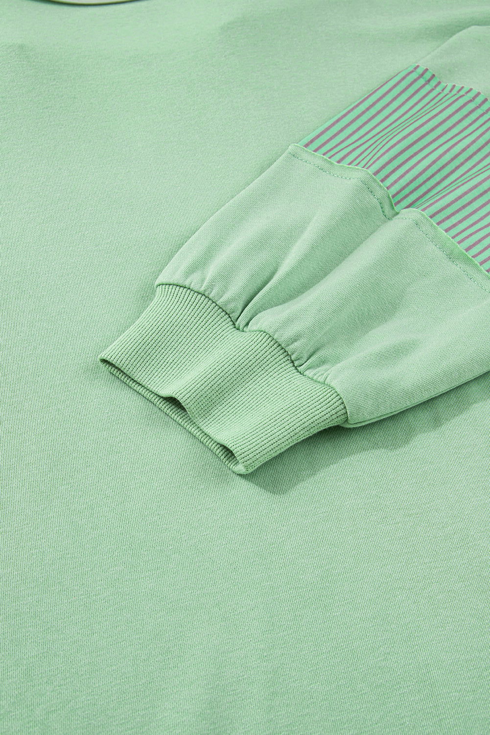 Moonlight Jade Color Block Striped Patchwork Collar V Neck Plus Size Sweatshirt - ELLEsinil