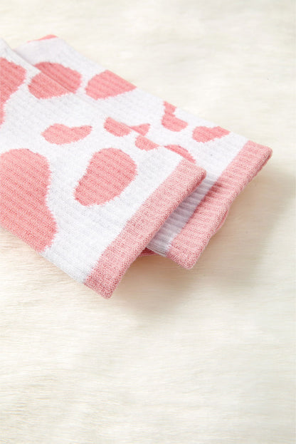 Pink Cow Print Fashion Crew Socks - ELLEsinil