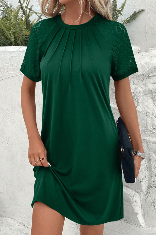 Robe courte verte en dentelle - ELLEsinil