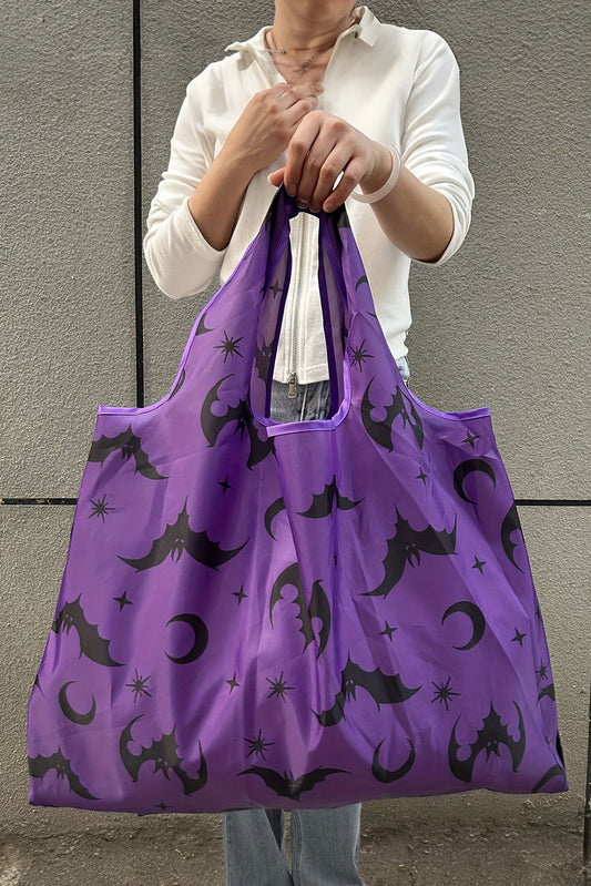 Tillandsia Purple Goth Halloween Pumpkin Large Capacity Foldable Tote Bag - ELLEsinil
