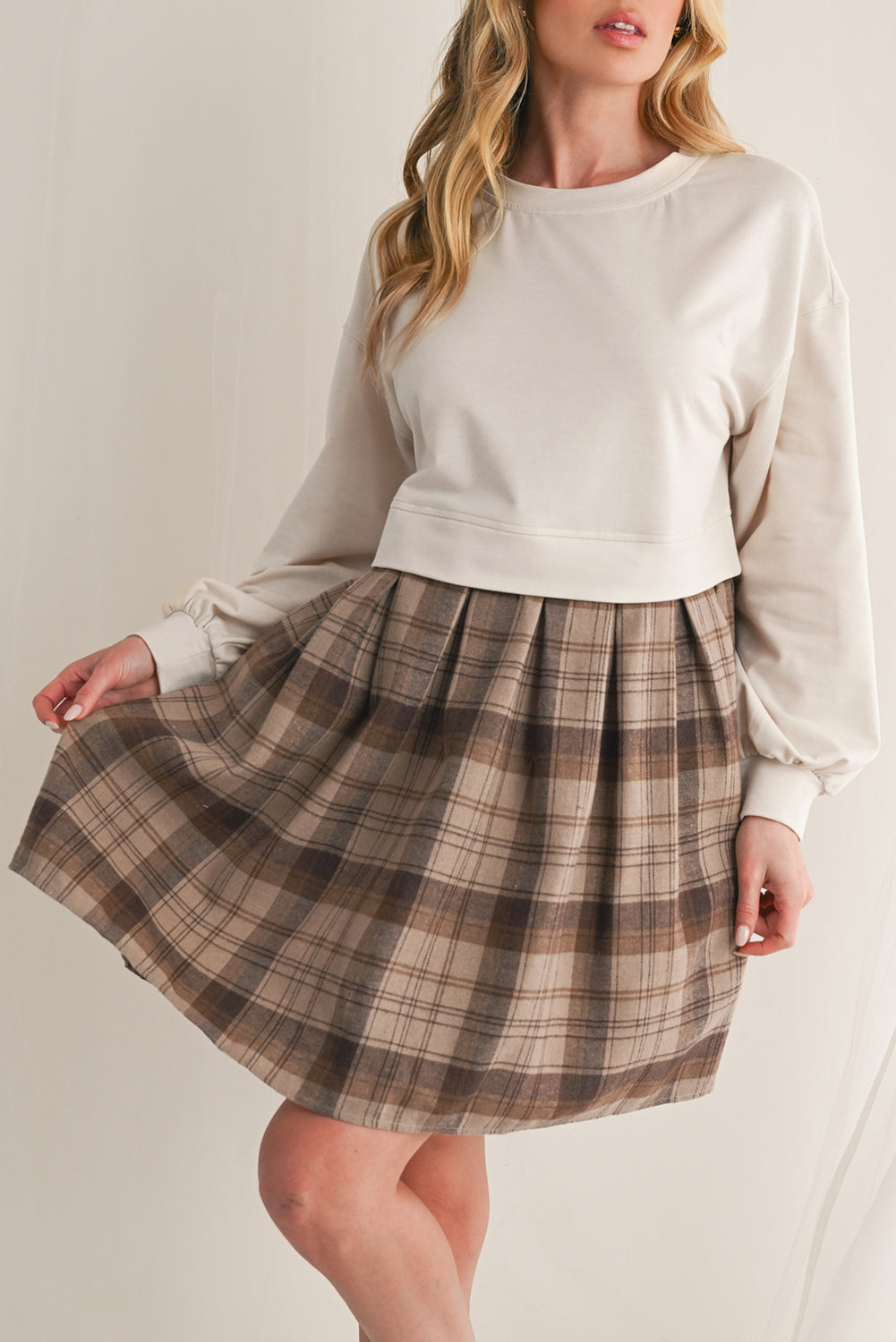Robe courte en pull | Manches longues