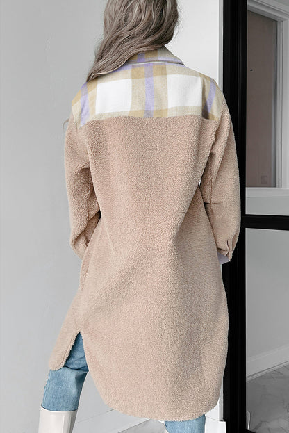 Long beige checked coat | For WOMEN