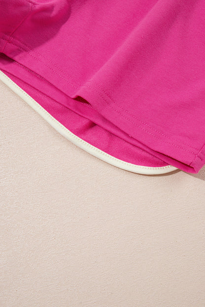 Evergreen Colorblock Edge Drop Shoulder T Shirt and Skort 2Pcs Set