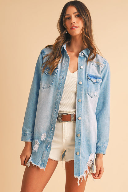 Veste longue en jean | Déchirée | Pour FEMMES