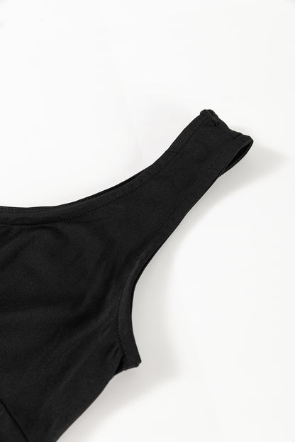 Robe mi-longue noir | Sans manches | À fente