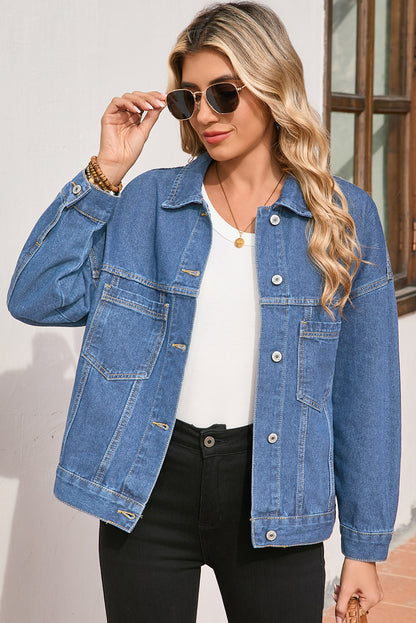 Veste en jean bleu & gris | Pour FEMMES