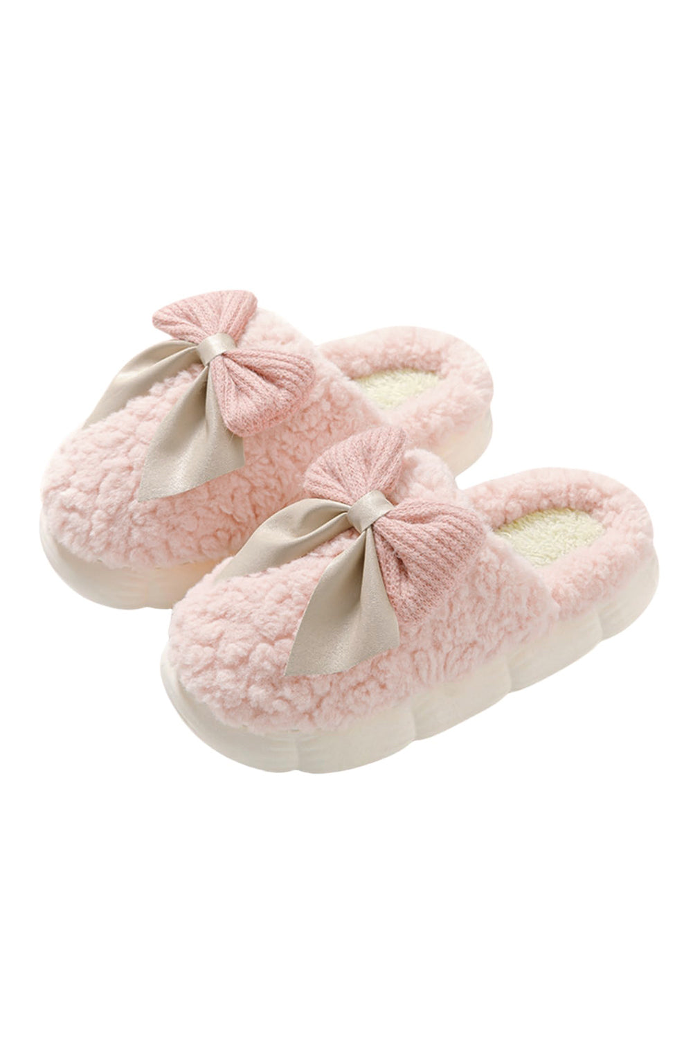 Pantoufles blanches à noeud de papillon | Pour FEMMES