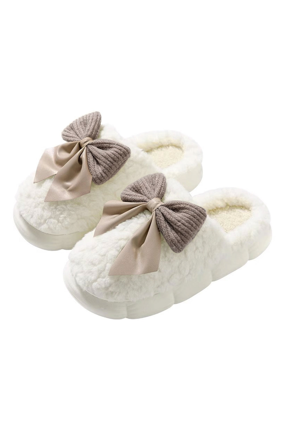 Pantoufles blanches à noeud de papillon | Pour FEMMES