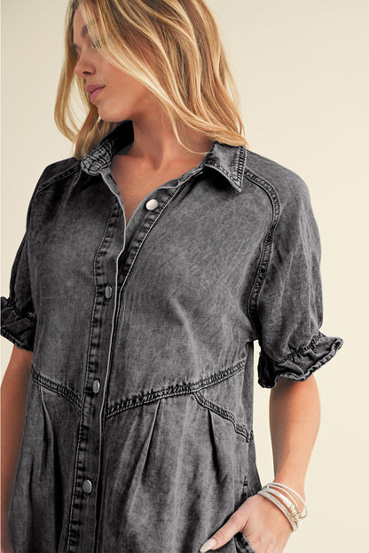 Robe courte en jean | Avec poches