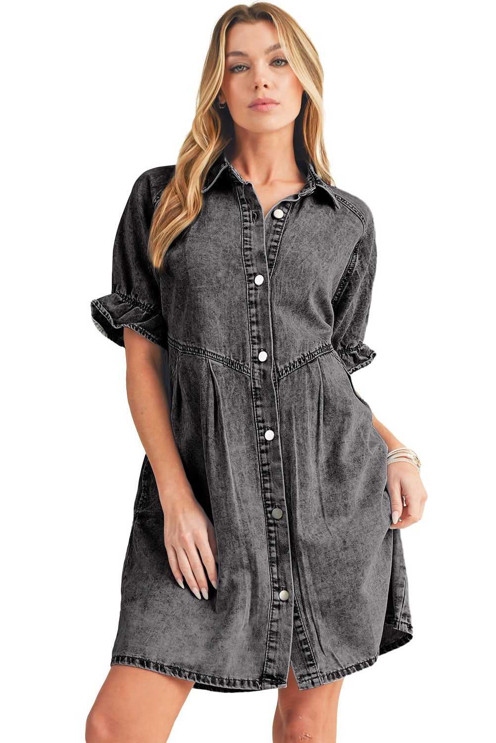 Robe courte en jean | Avec poches