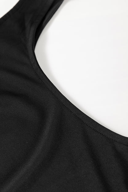 Robe mi-longue noir | Sans manches | À fente