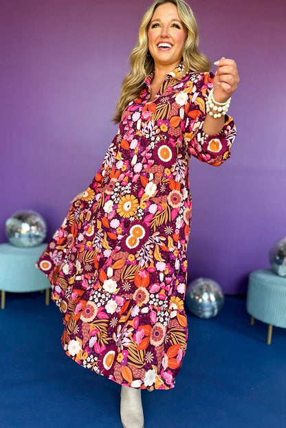 Robe longue rose/violette "Samantha"