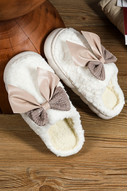 Pantoufles blanches à noeud de papillon | Pour FEMMES
