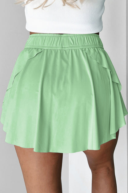 Dark Blue Drawstring High Waist Lined Tennis Skorts