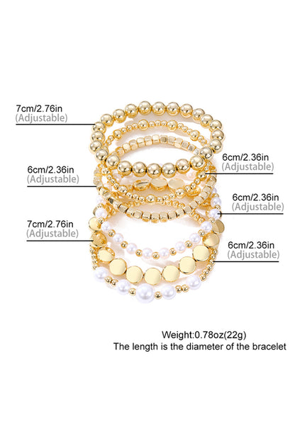 Lot de 6 bracelets de perles et d'or "Aurelia", pour FEMMES