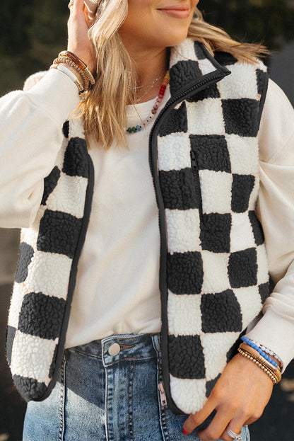 Sleeveless Jacket | Checkerboard Design | For WOMEN