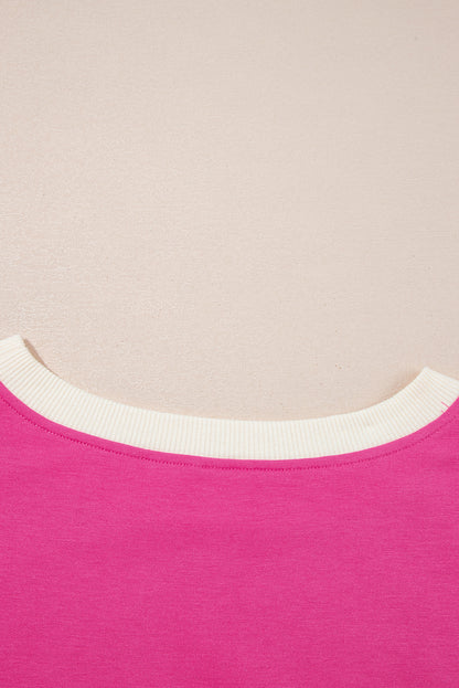 Evergreen Colorblock Edge Drop Shoulder T Shirt and Skort 2Pcs Set