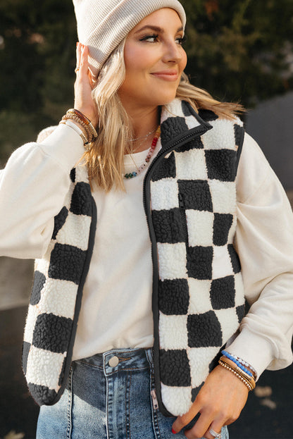 Sleeveless Jacket | Checkerboard Design | For WOMEN