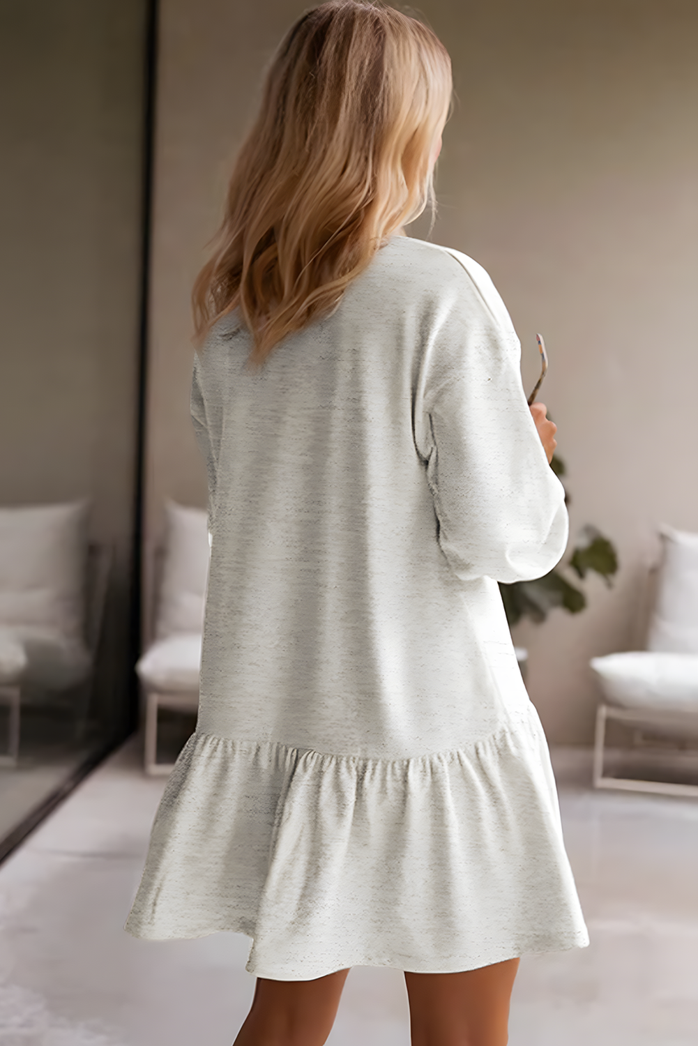 Robe courte en pull | À manches longues