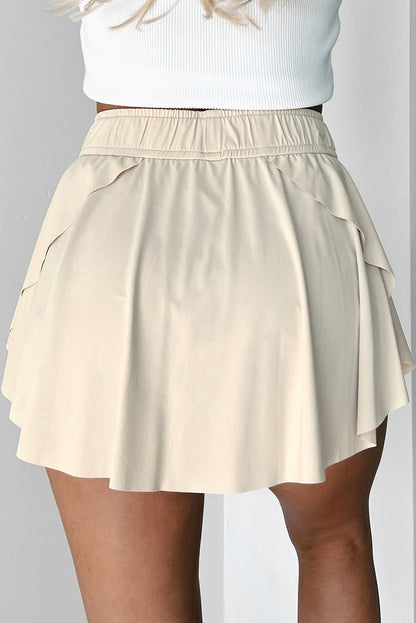 Dark Blue Drawstring High Waist Lined Tennis Skorts
