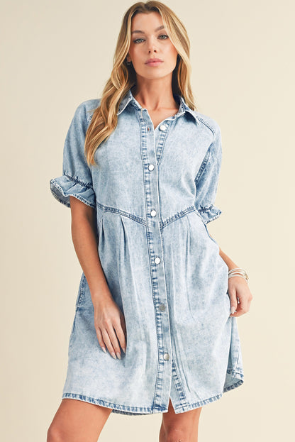 Robe courte en jean | Avec poches