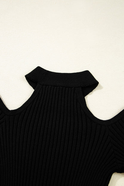 Pull noir à épaules dénudées, pour FEMMES